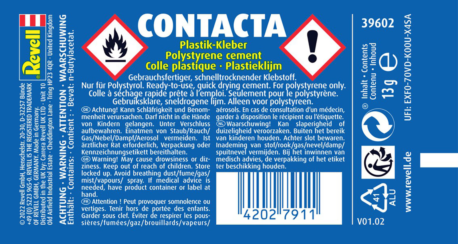 Revell Contacta Gel Plastic Glue Polystyrene Cement- 13g