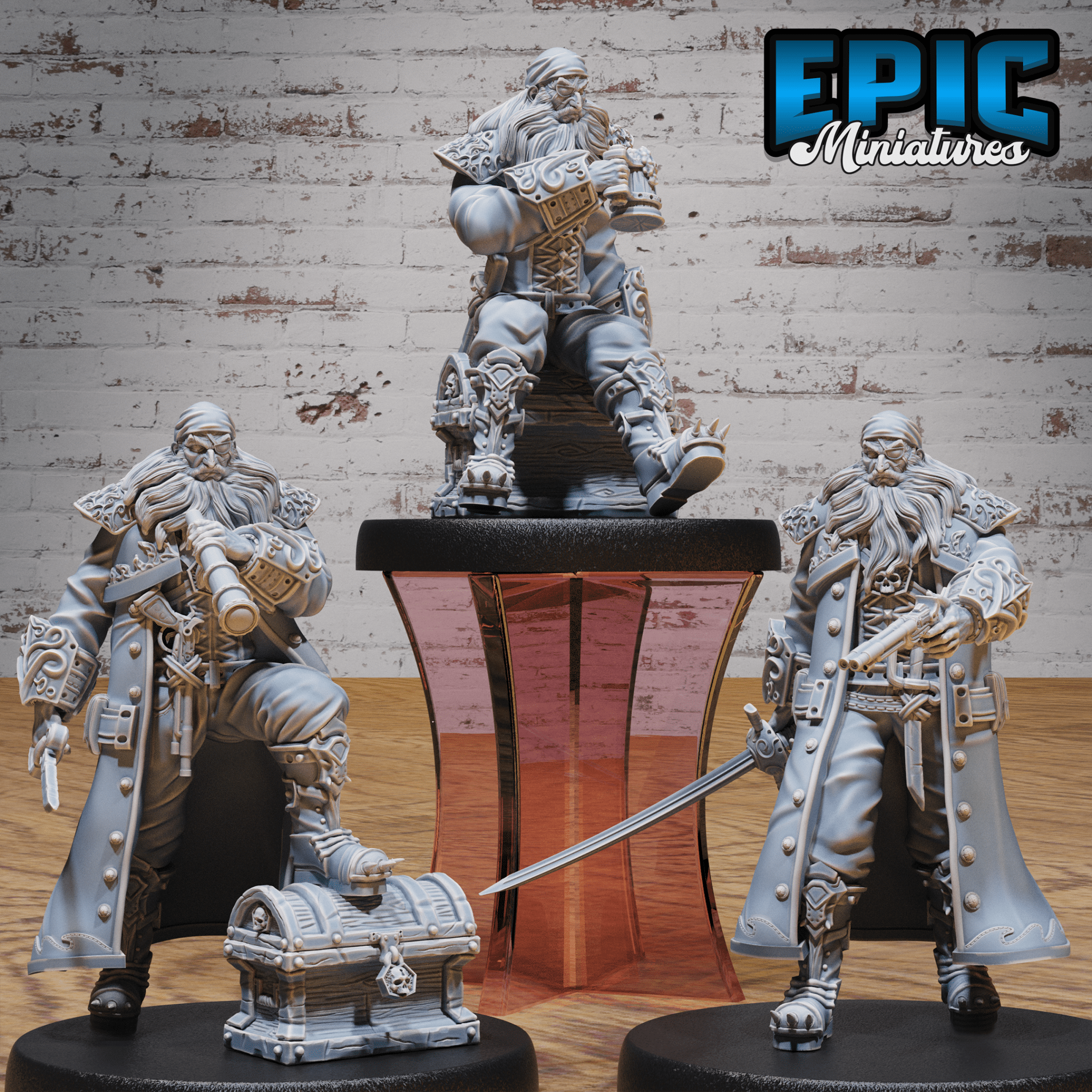 Pirate Captain Barbarossa 4814 - 4816 by Epic Miniatures - Mysterious Ocean | DnD Tabletop Miniatures (28mm Scale) | Buy Online from The Home Crafters