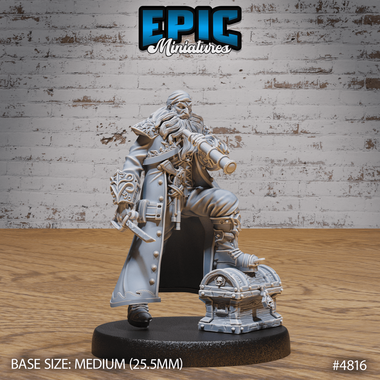 Pirate Captain Barbarossa 4814 - 4816 by Epic Miniatures - Mysterious Ocean | DnD Tabletop Miniatures (28mm Scale) | Buy Online from The Home Crafters