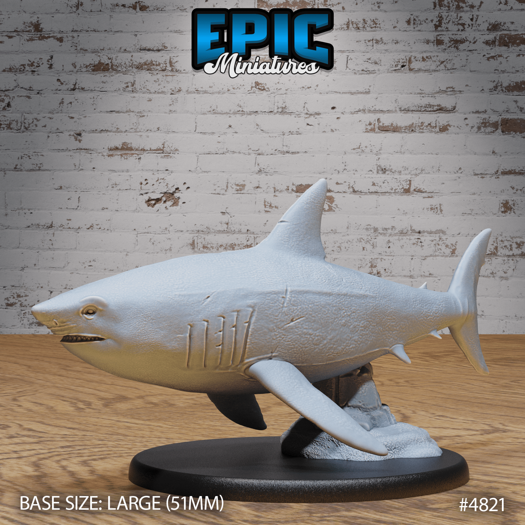 Great White Shark 4821 - 4822 by Epic Miniatures - Mysterious Ocean | DnD Tabletop Miniatures (28mm Scale) | Buy Online from The Home Crafters