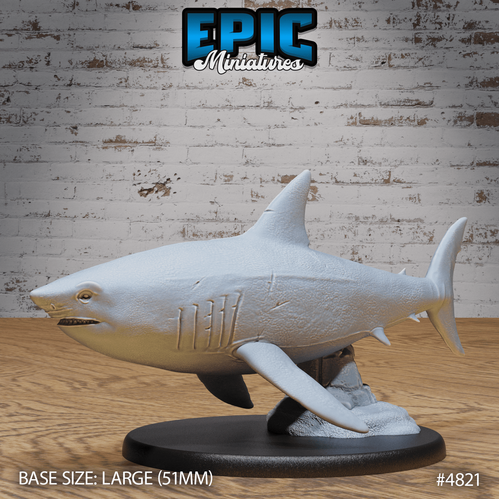 Great White Shark 4821 - 4822 by Epic Miniatures - Mysterious Ocean | DnD Tabletop Miniatures (28mm Scale) | Buy Online from The Home Crafters