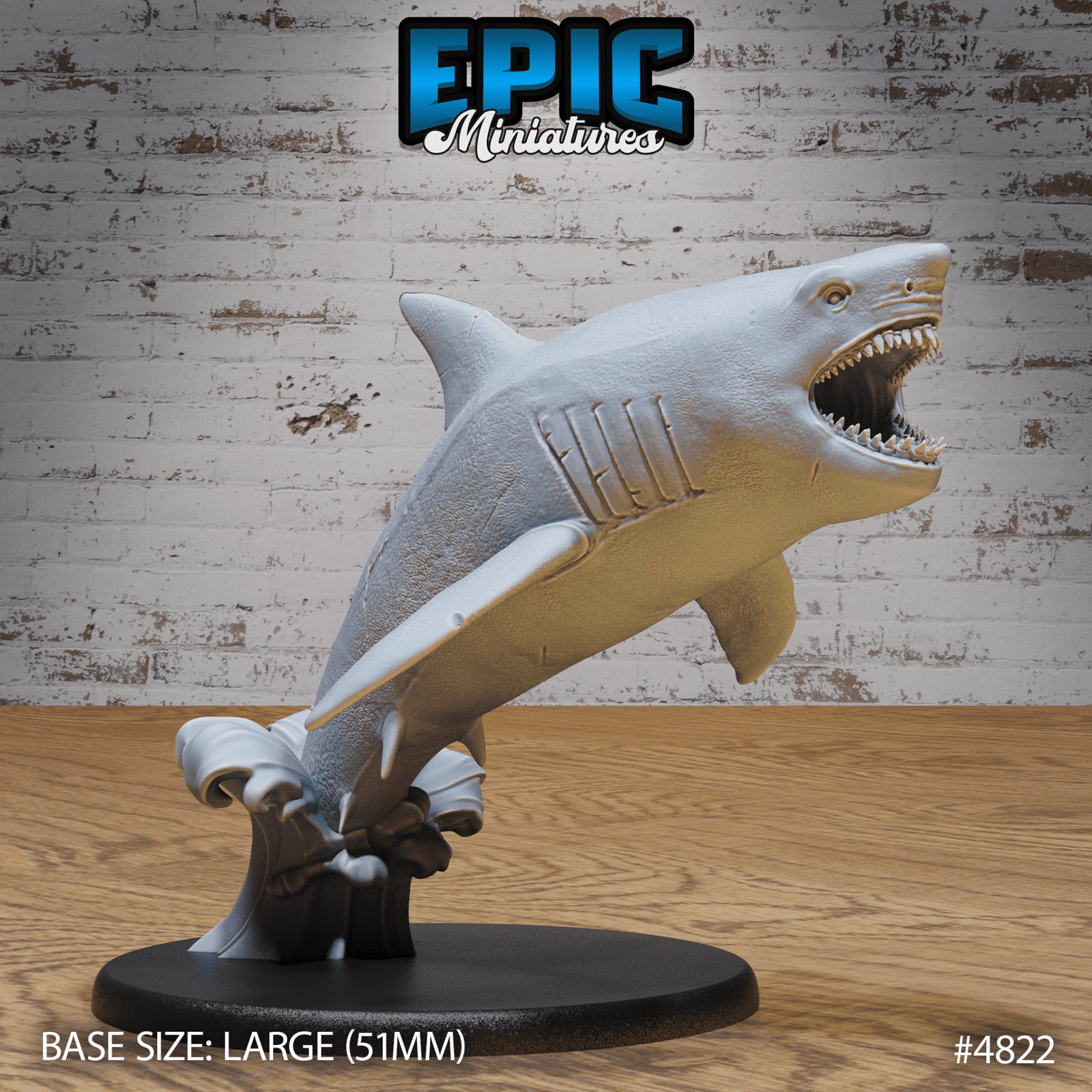 Great White Shark 4821 - 4822 by Epic Miniatures - Mysterious Ocean | DnD Tabletop Miniatures (28mm Scale) | Buy Online from The Home Crafters