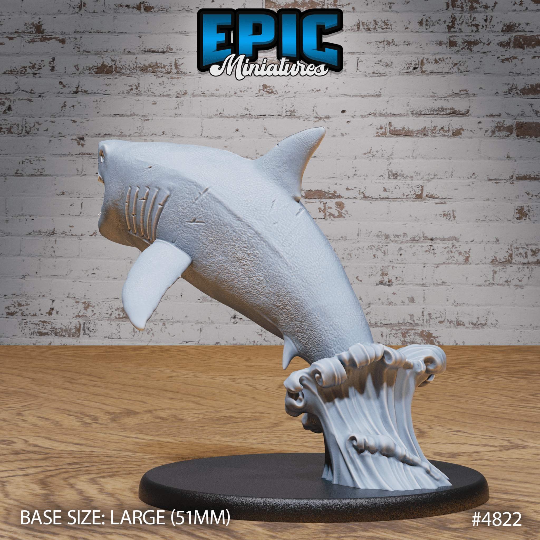 Great White Shark 4821 - 4822 by Epic Miniatures - Mysterious Ocean | DnD Tabletop Miniatures (28mm Scale) | Buy Online from The Home Crafters