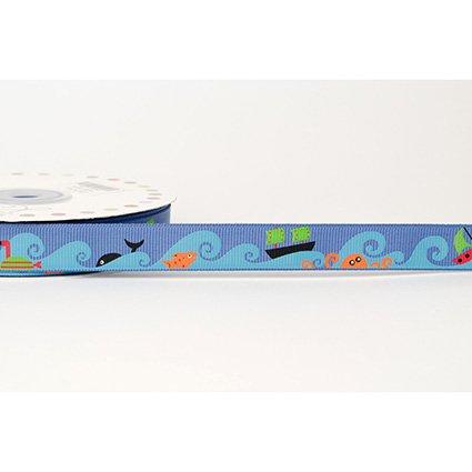 Ribbon: Sea Life - Blue 16mm (per metre)