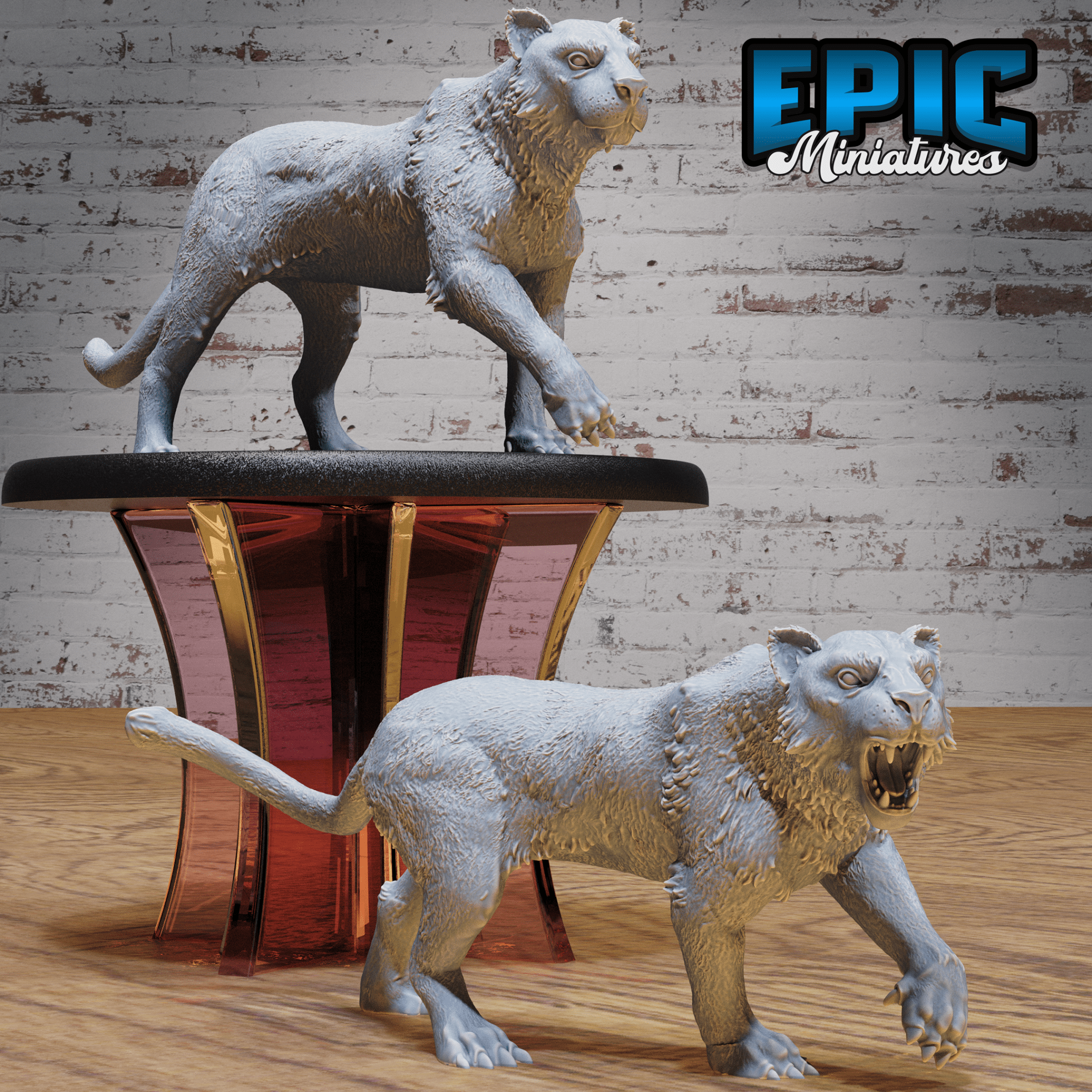 Tiger 4924 - 4925 | Epic Miniatures | D&D Tabletop Miniature | Fierce Animal Companion or Beast Encounter | Buy Online from The Home Crafters