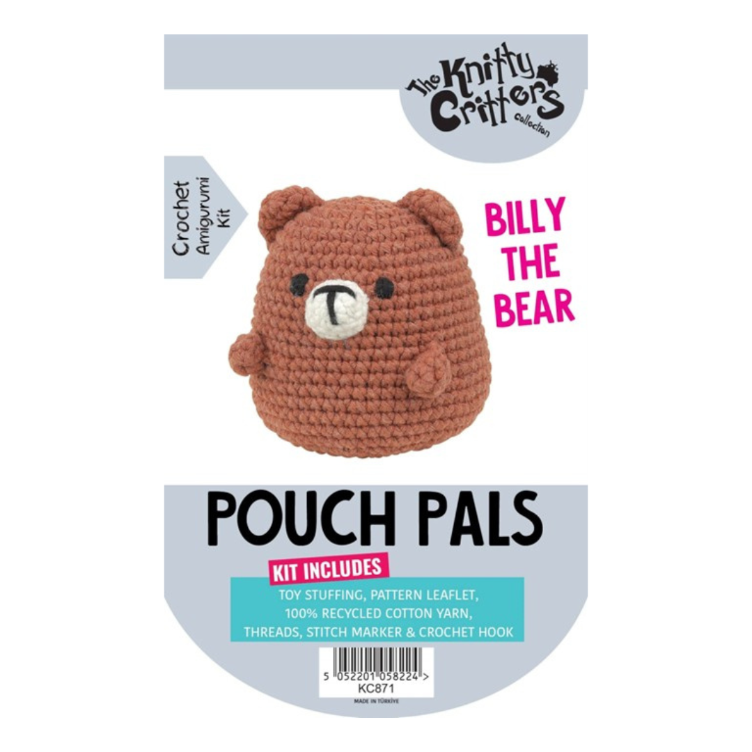 Knitty Critters Pouch Pals Crochet Kit - Billy the Bear