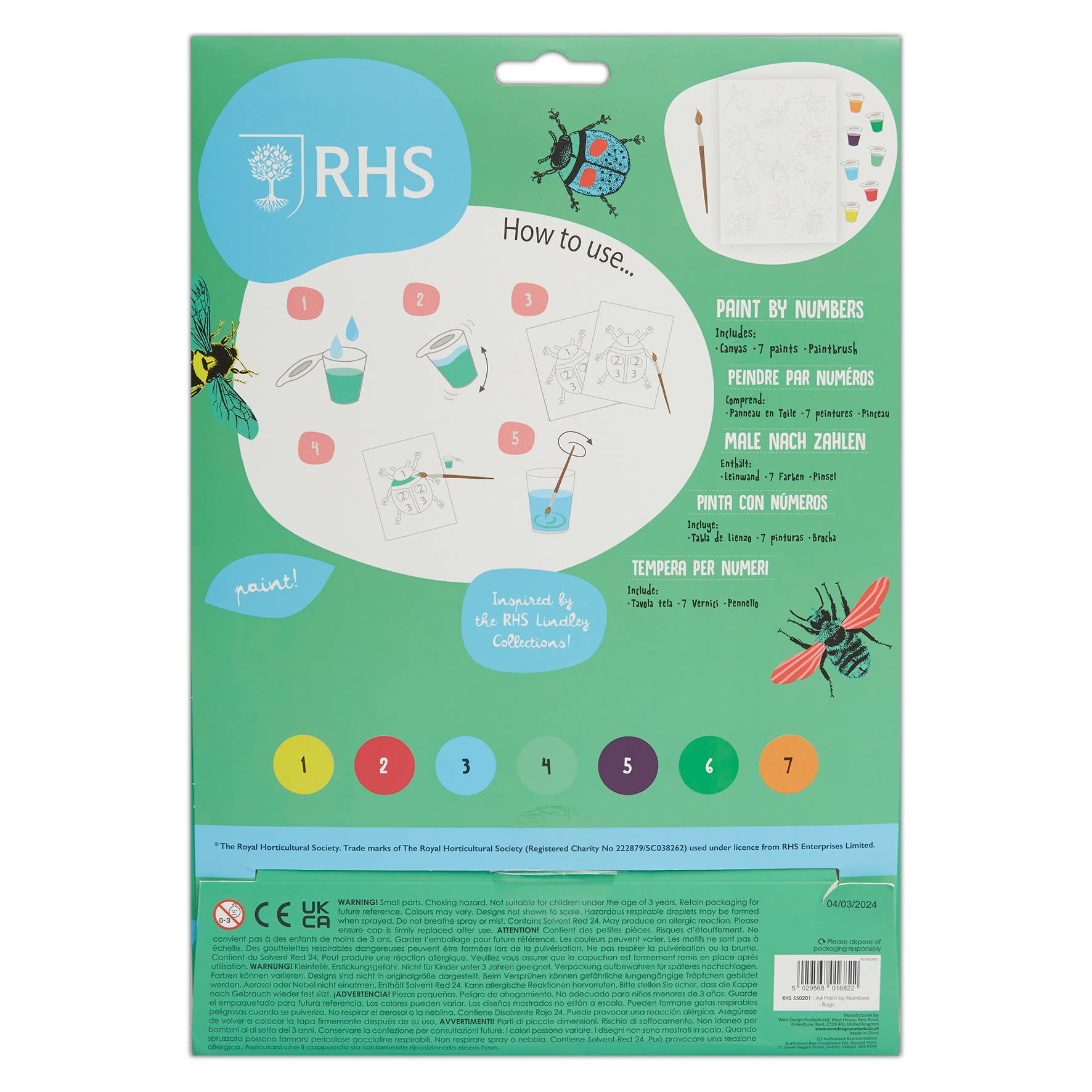 RHS Paint By Numbers For Kids: Bugs | Buy Online from The Home Crafters