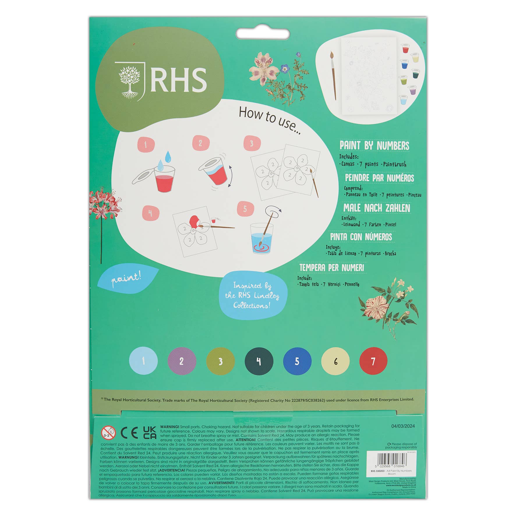RHS Paint By Numbers For Kids: Flowers | Buy Online from The Home Crafters