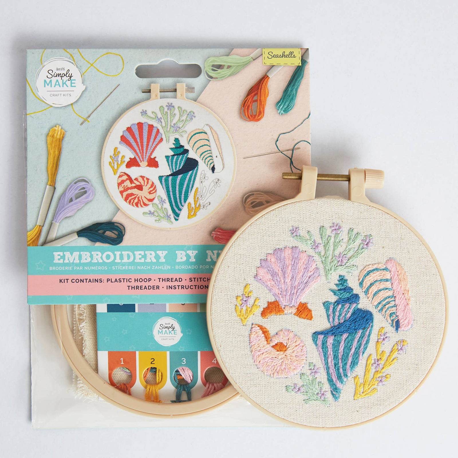 Simply Make Embroidery By Numbers Kit - Seashells | Buy Online from The Home Crafters