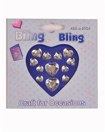 Bling Bling: Self Adhesive Hearts Gems: Assorted Sizes