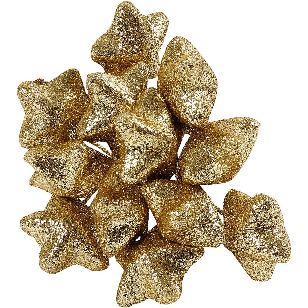 25mm Stars on Wire: Gold - 12pc
