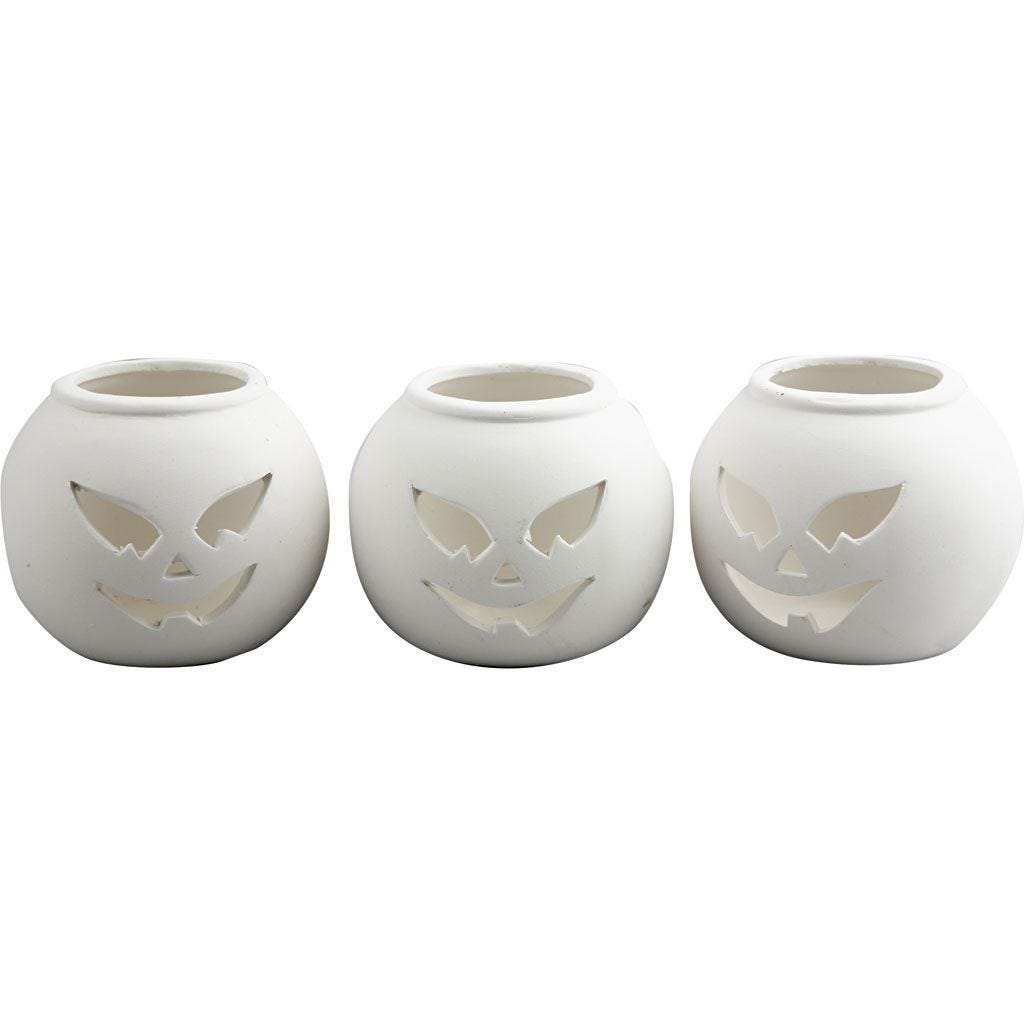 Jack O'Lantern Pumpkin Tea Light Candle Holder - each