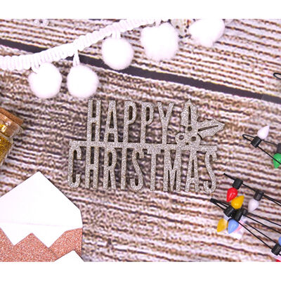 Simply Creative Silver Glittered Wooden Sentiment - Happy Christmas