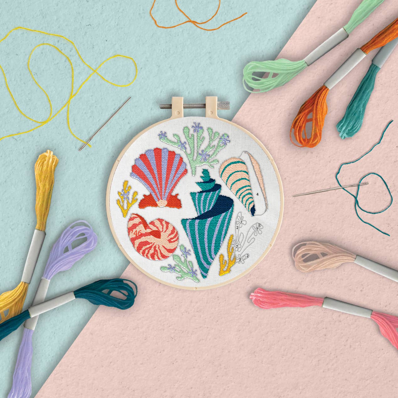 Simply Make Embroidery By Numbers Kit - Seashells | Buy Online from The Home Crafters