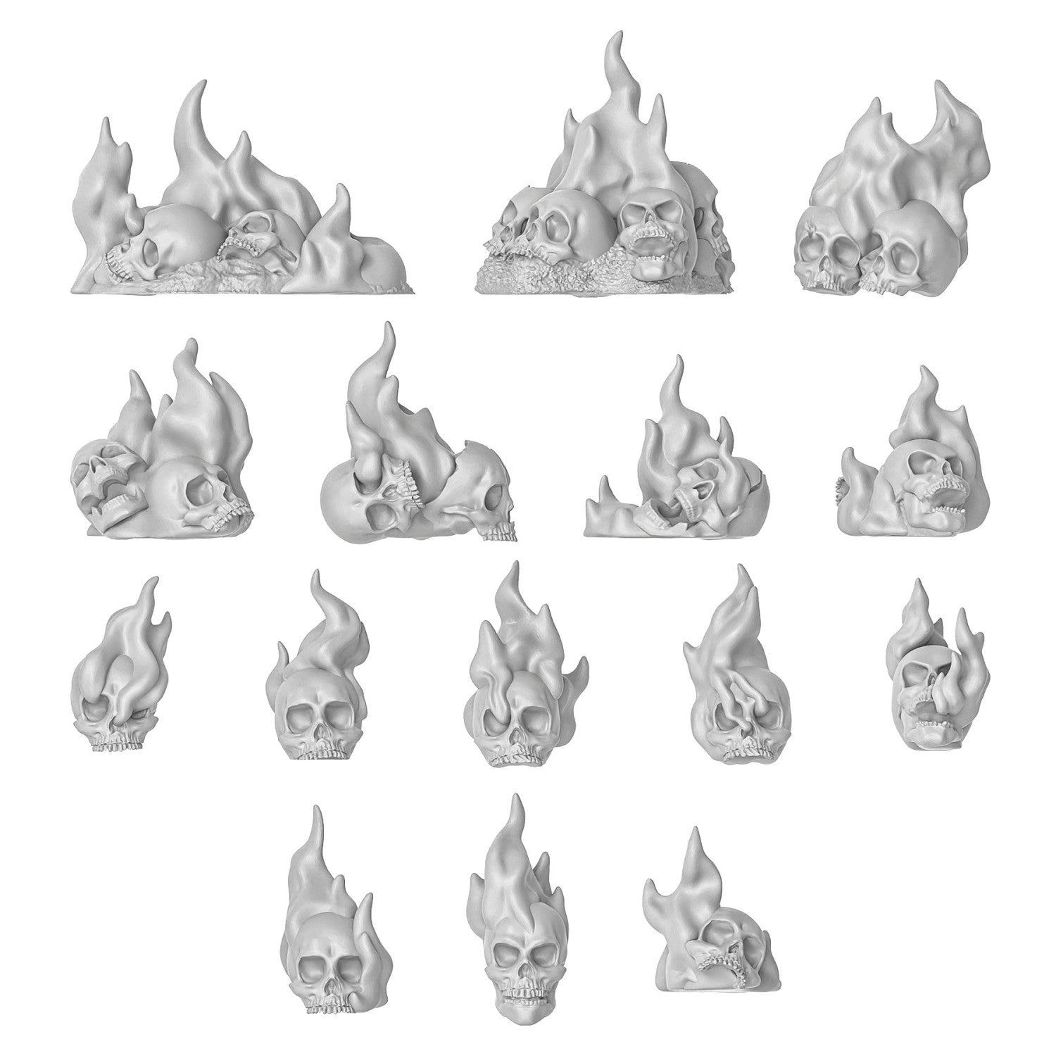Resin Bits: Skulls & Bones - 1:48-1:35 Burning Skulls - 30pc | Buy Online from The Home Crafters