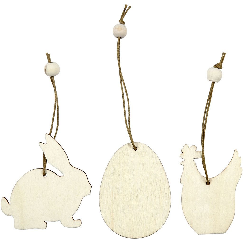Festive Easter Wooden Hanging Shape - 6cm
