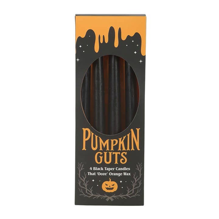 Set of 4 Pumpkin Guts Oozing Halloween Taper Candles