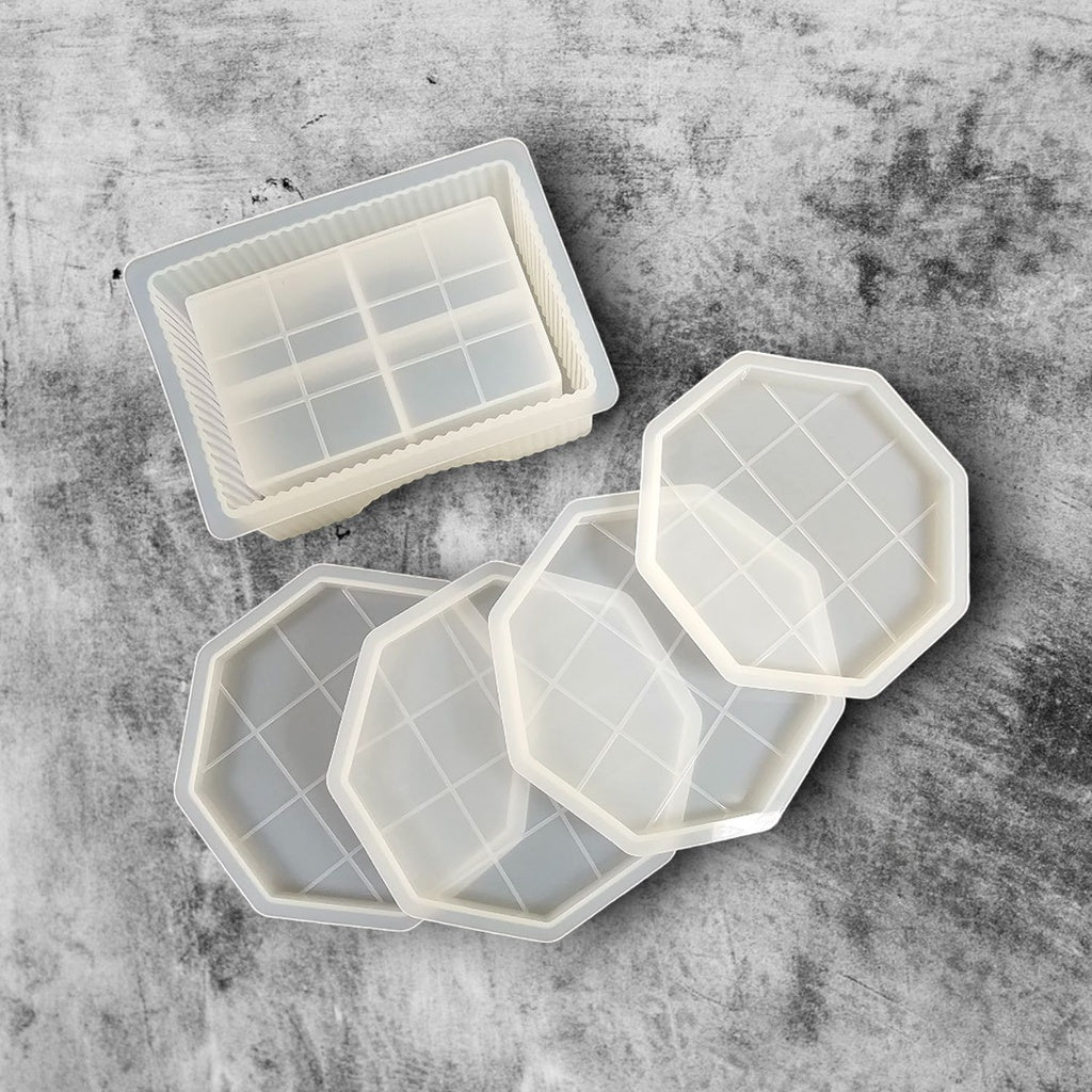 Large Silicone Mould: Octagonal Mosaic Coaster Set