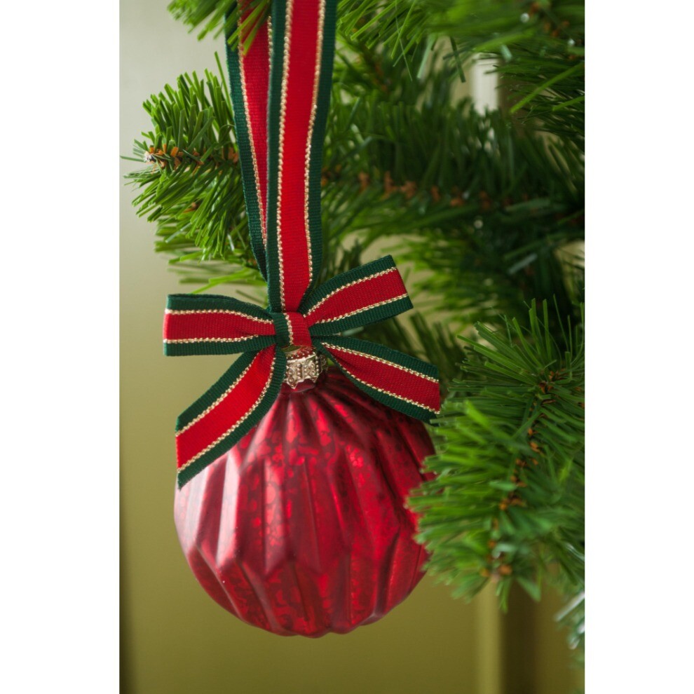 Festive Retro Stripe Ribbon: Red, Green & Gold