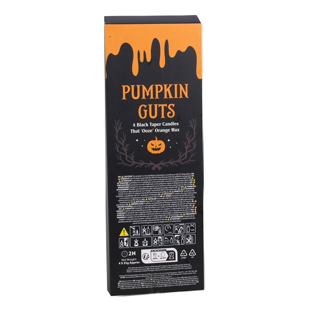 Set of 4 Pumpkin Guts Oozing Halloween Taper Candles
