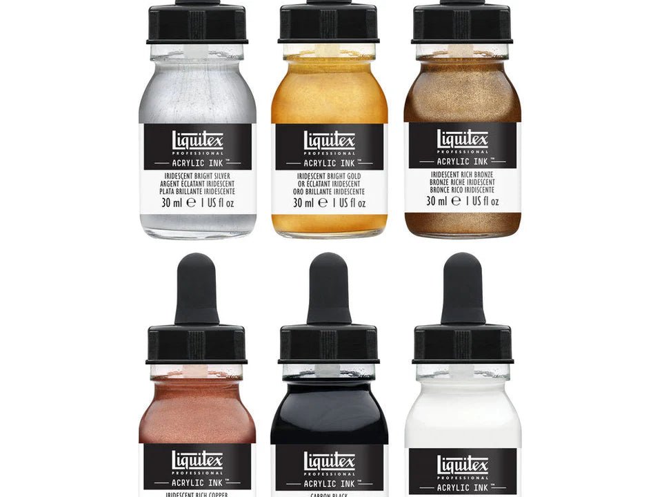 Liquitex Acrylic Ink Set: 6 x 30ml - Metallics | Buy Online from The Home Crafters
