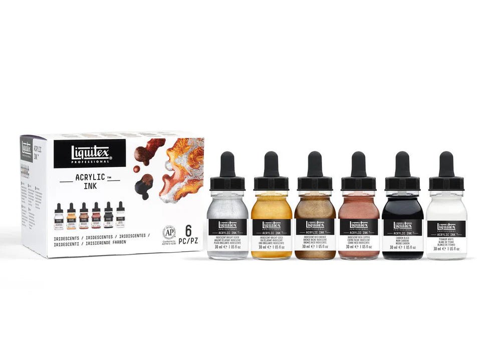 Liquitex Acrylic Ink Set: 6 x 30ml - Metallics | Buy Online from The Home Crafters