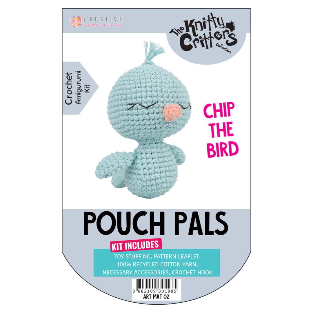 Knitty Critters Pouch Pals Crochet Kit - Chip the Bird
