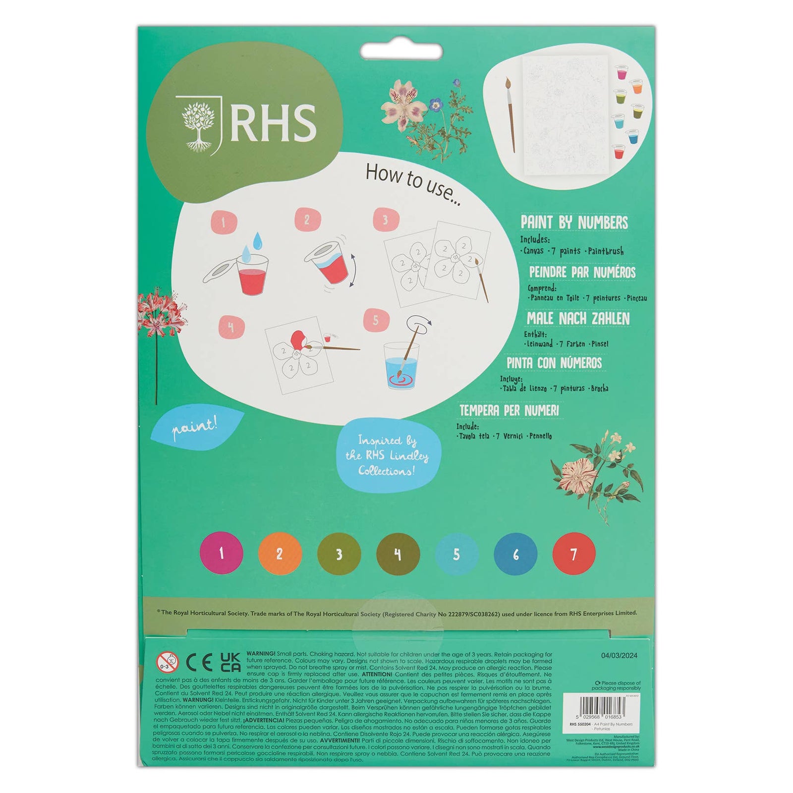 RHS Paint By Numbers For Kids: Blooms | Buy Online from The Home Crafters