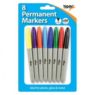 Tiger: Bullet Tip Permanent Markers - 8pc | Buy Online from The Home Crafters