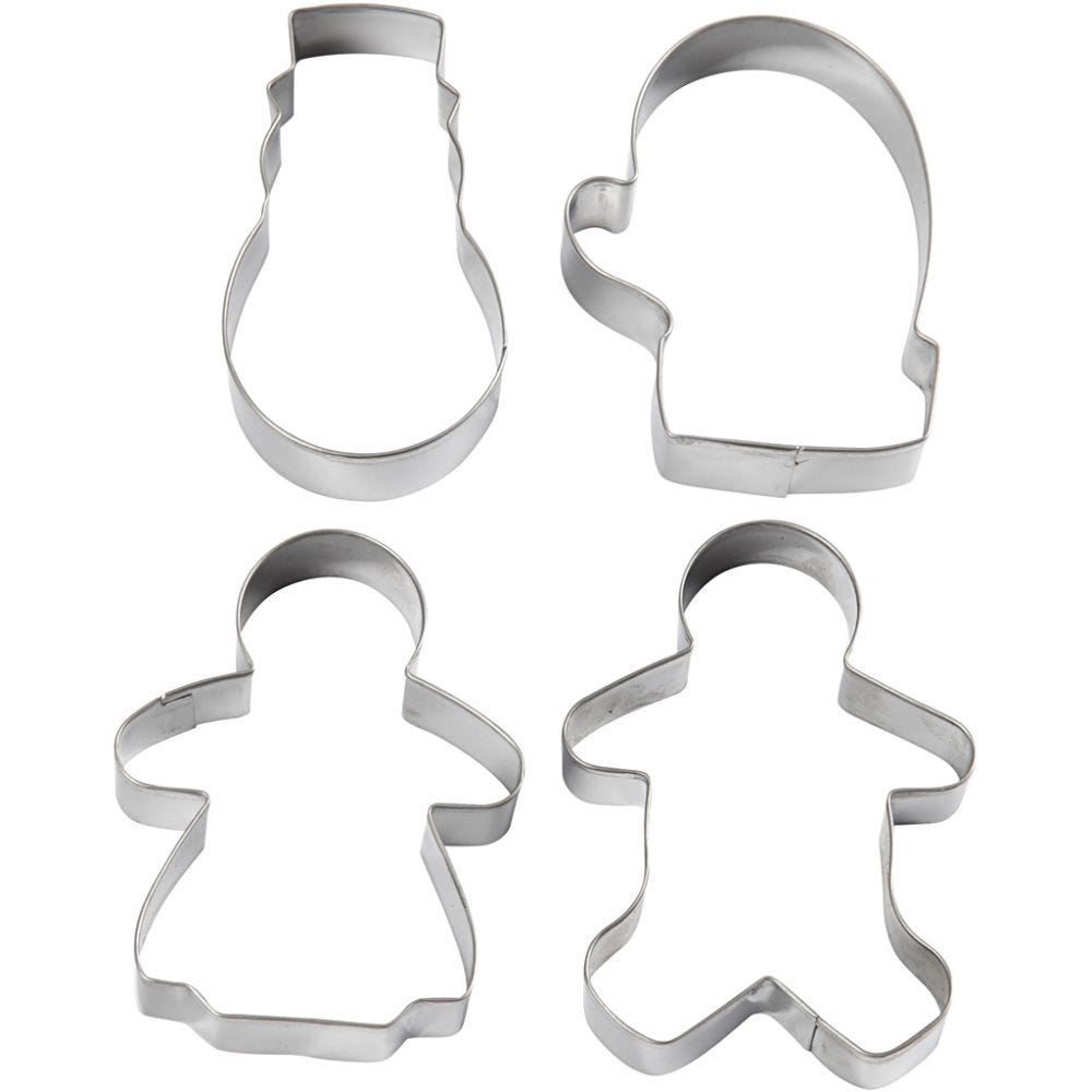 Festive Shapes Cookie Clay Cutters: Mittens & Gingerbread - 4pc