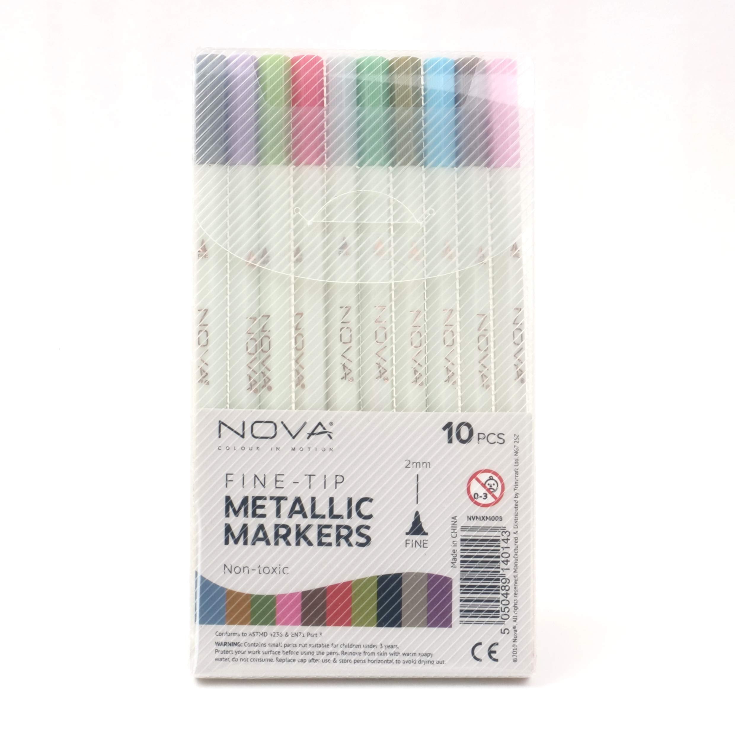 Nova Fine-Tip Metallic Marker Pens - 10pk