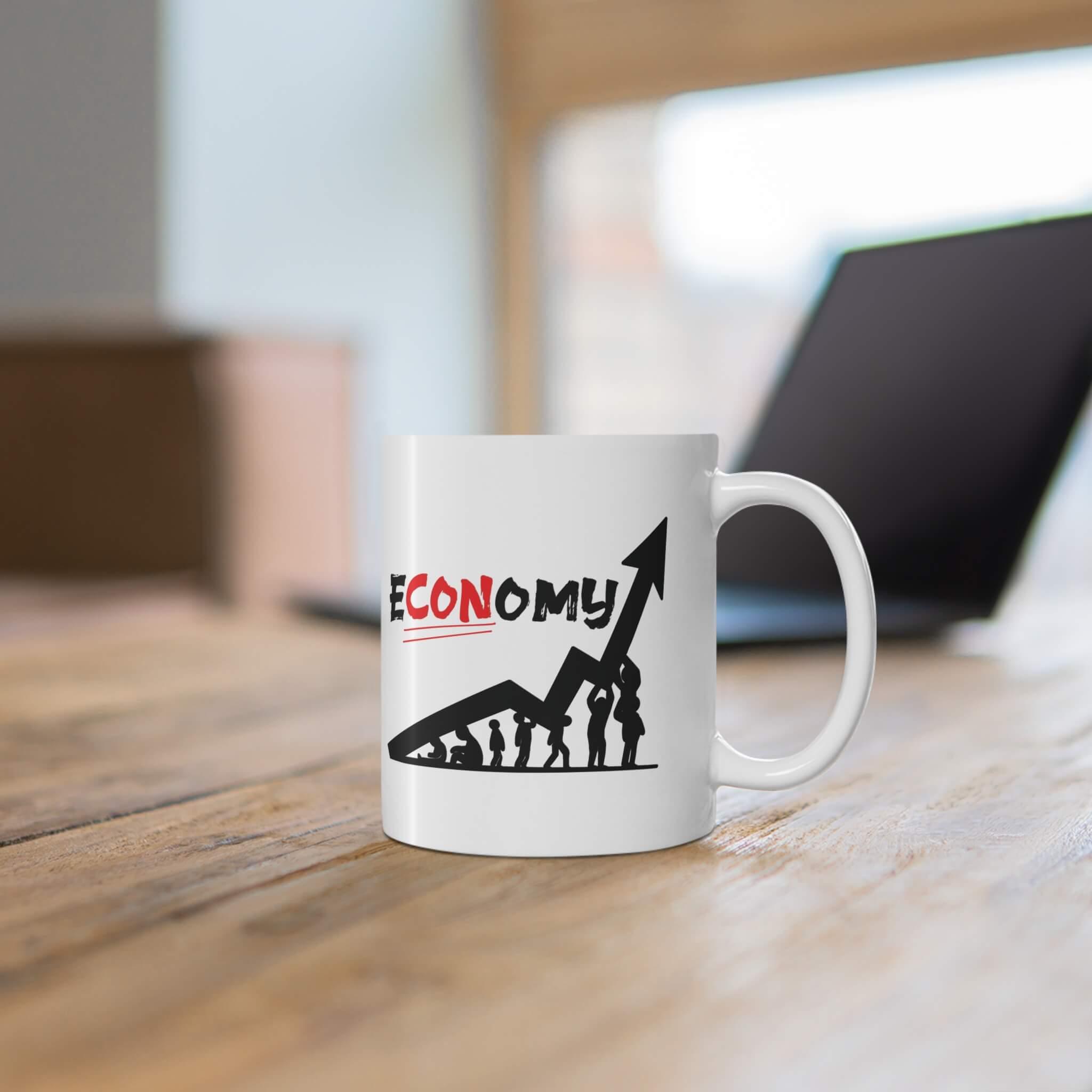 e - CON - omy Ceramic Mug | Satirical 11 oz Coffee Cup | Buy Online from The Home Crafters
