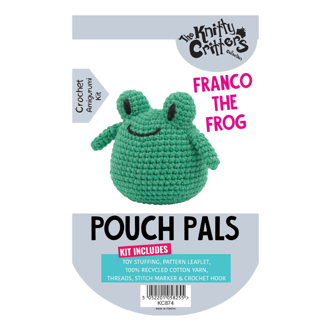 Knitty Critters Pouch Pals Crochet Kit - Franco The Frog