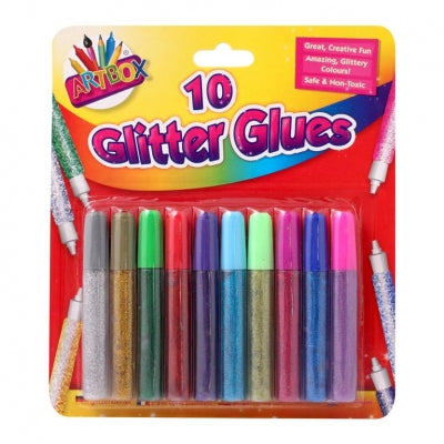Assorted Colour Glitter Glue Pens - 10 Pack