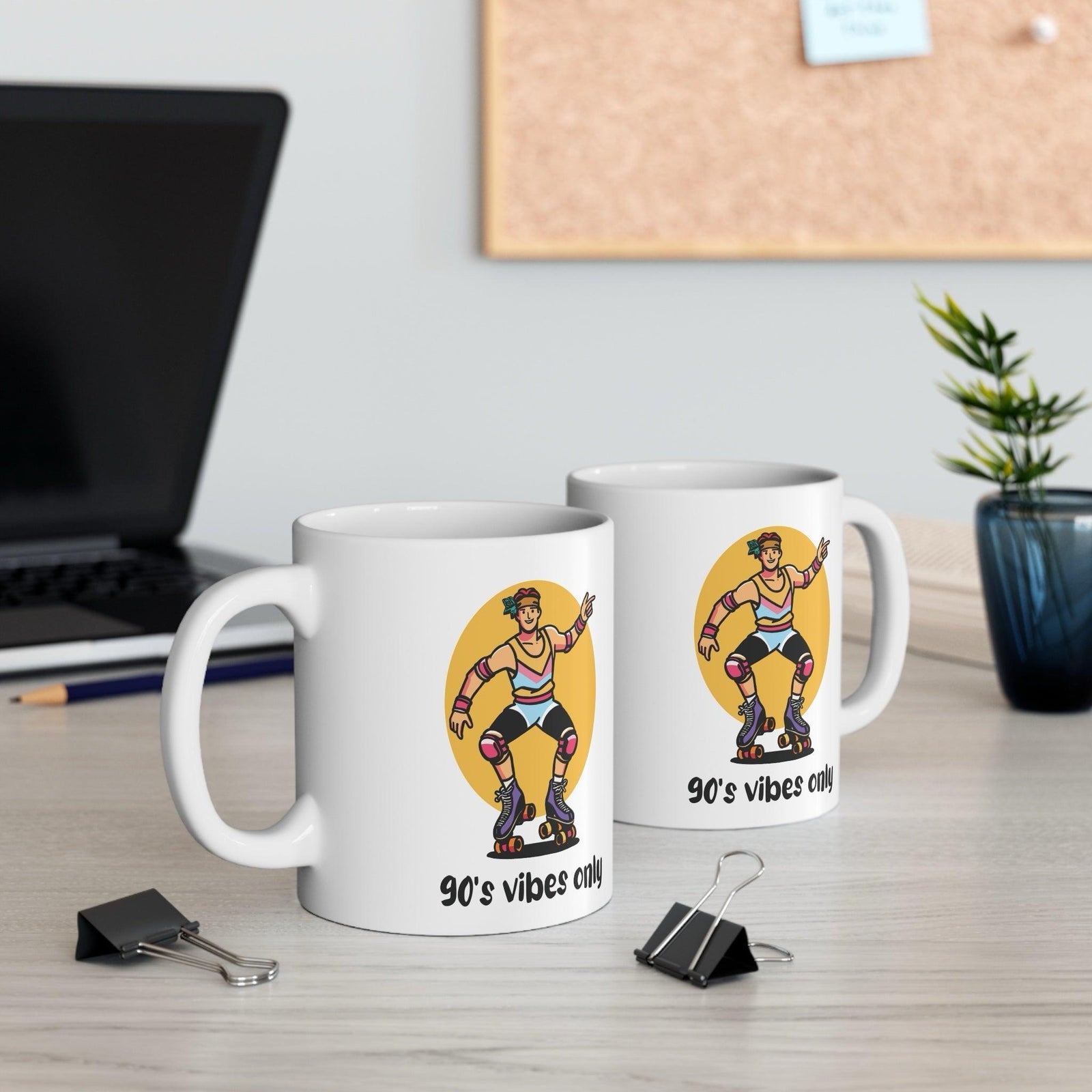 “90s Vibes Only” – Retro Roller Skater Ceramic Mug | Buy Online from The Home Crafters