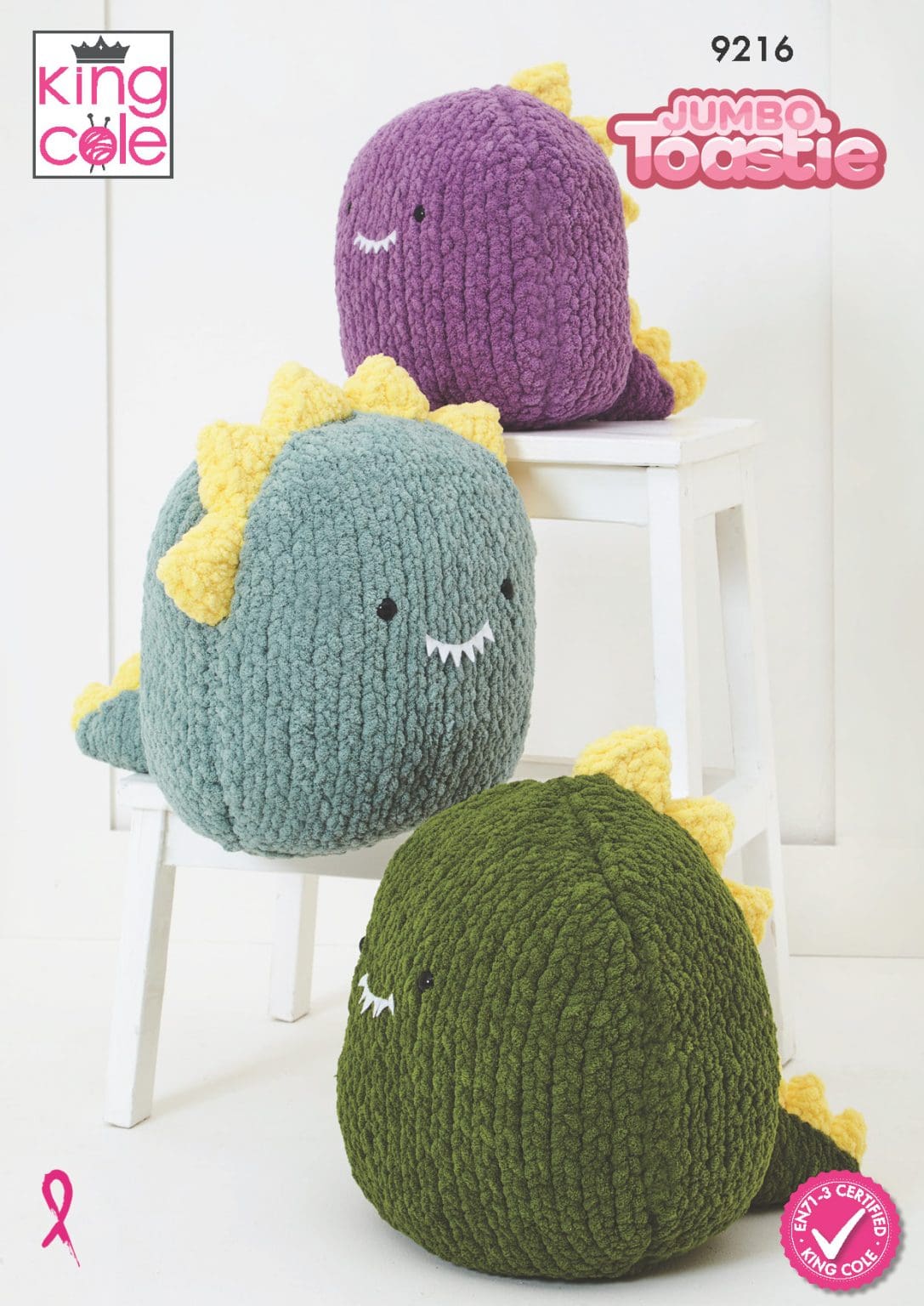 King Cole Squishy Dinosaur Toys Knitting Pattern 9216 - Mega Chunky | Buy Online from The Home Crafters