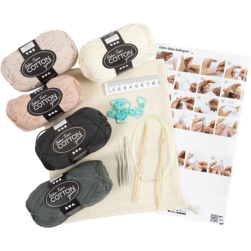 Starter Craft Kit: Knitting Cotton Washcloths