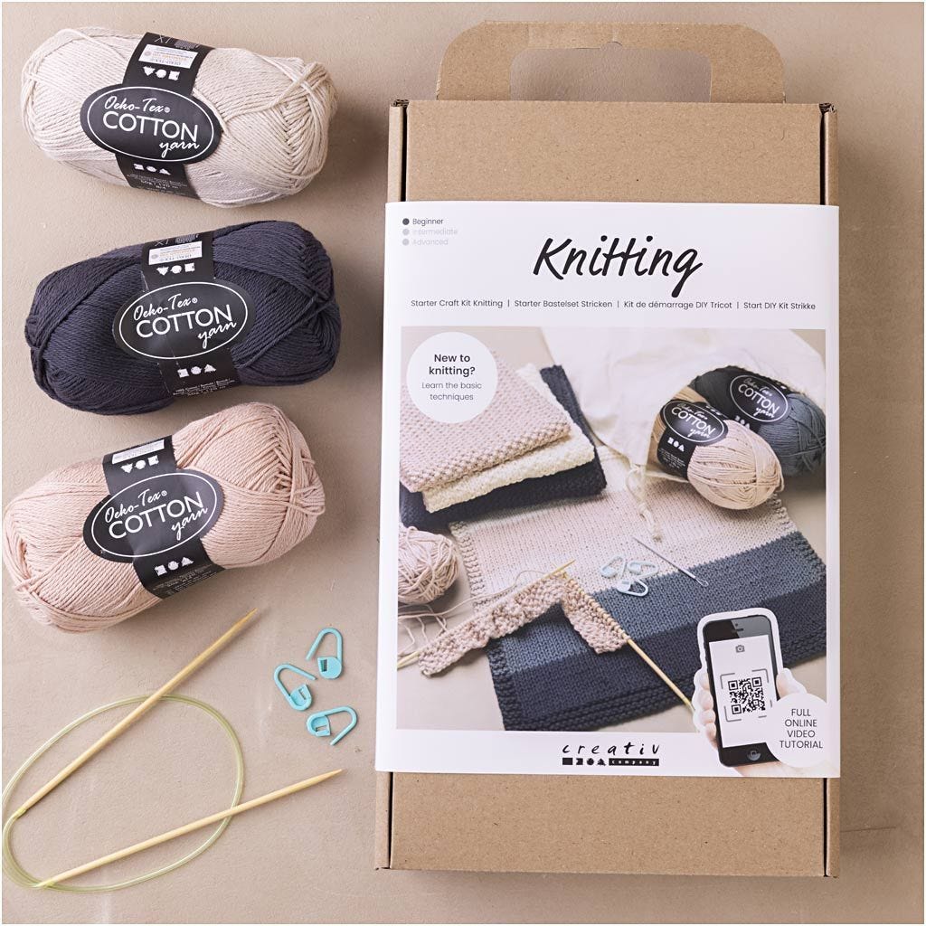 Starter Craft Kit: Knitting Cotton Washcloths