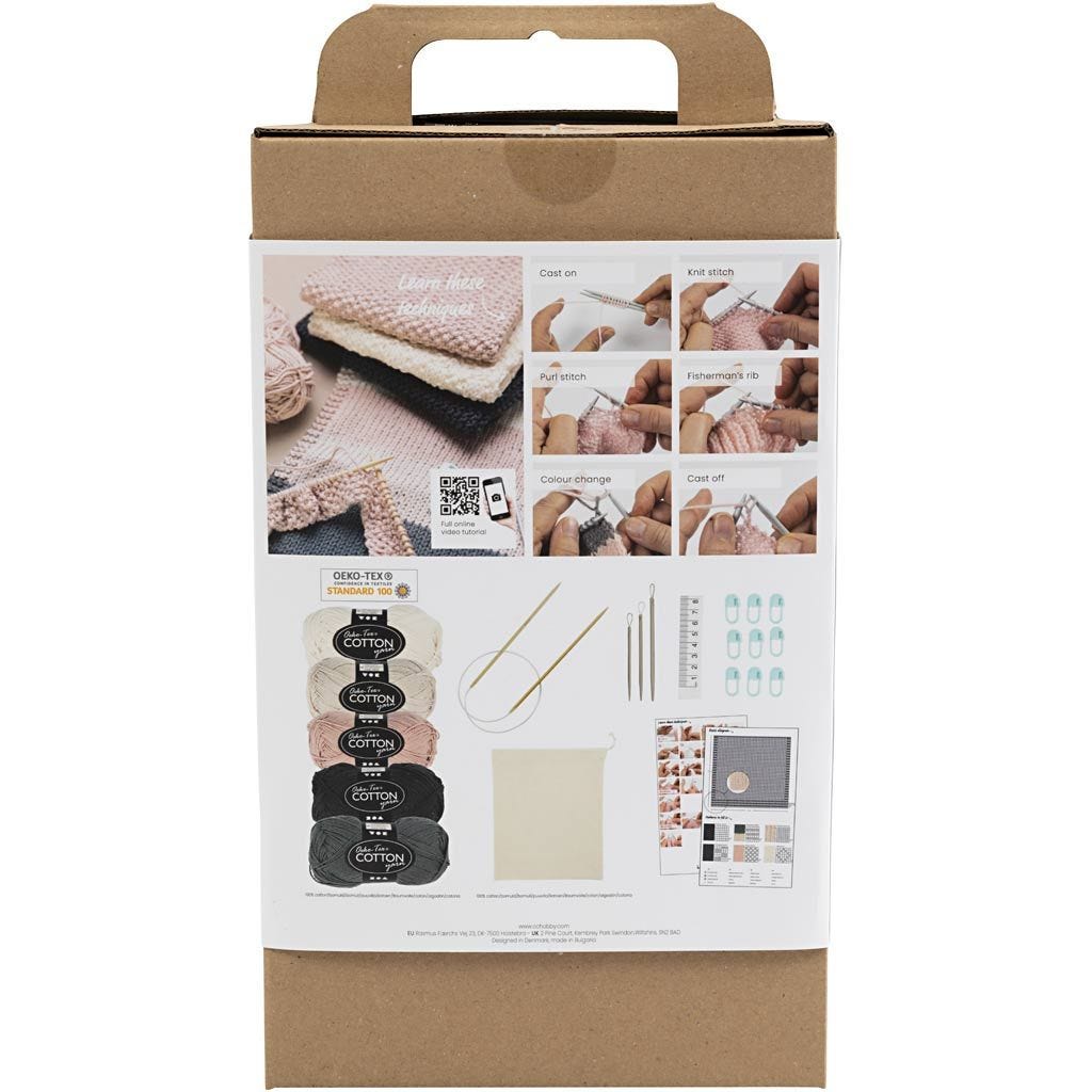 Starter Craft Kit: Knitting Cotton Washcloths