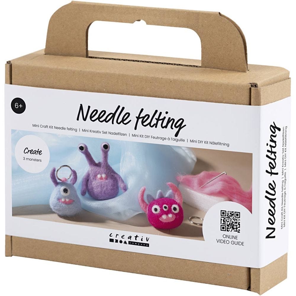 Mini Craft Kit: Needle Felting - Monster Keyrings