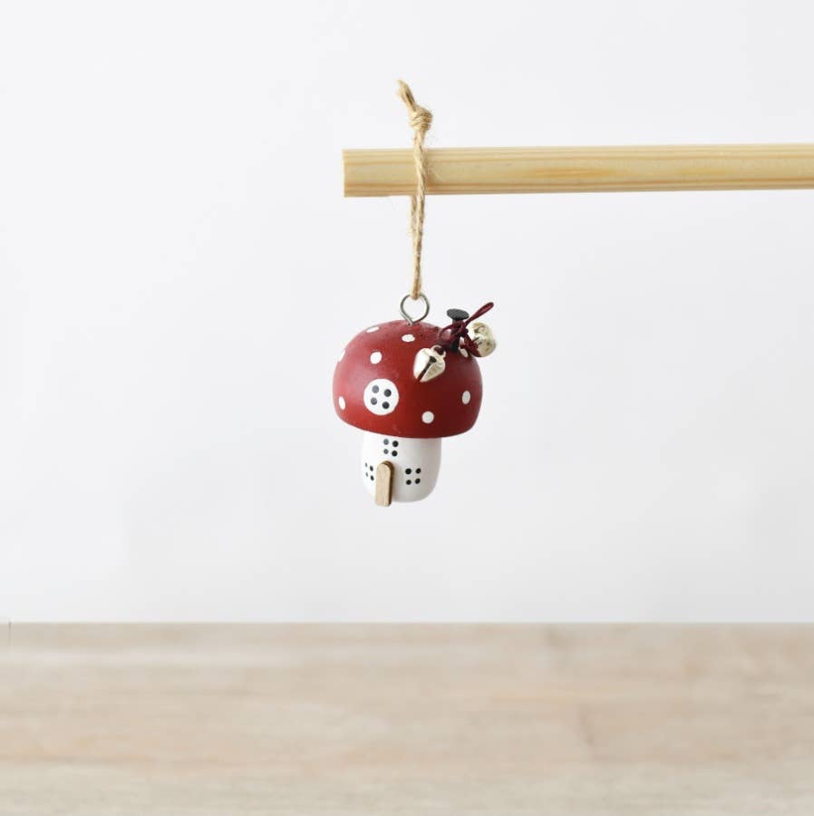 Rustic Mushroom House Ornament – 9cm
