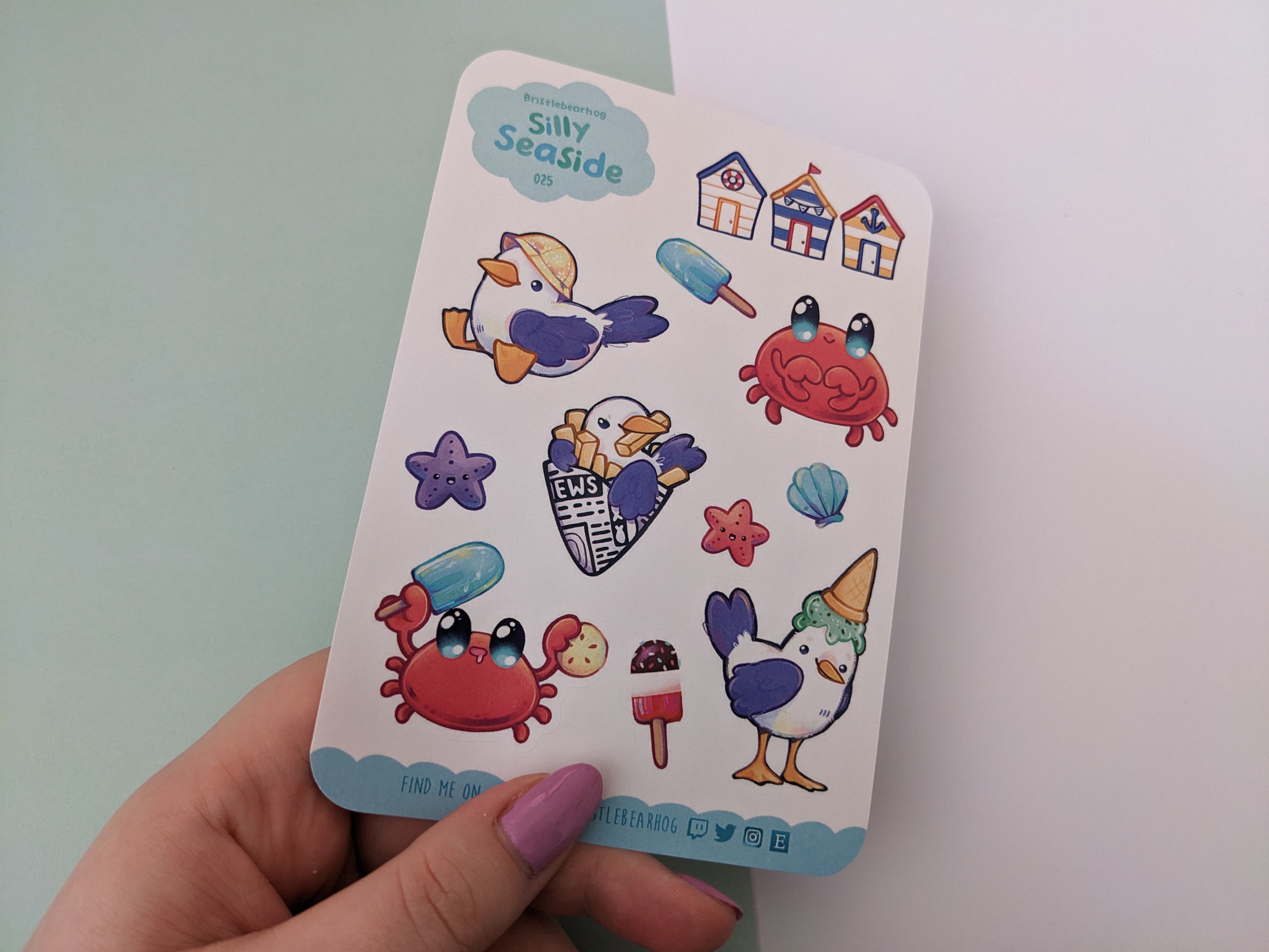 Bristlebearhog Sticker Sheet - Silly Seaside