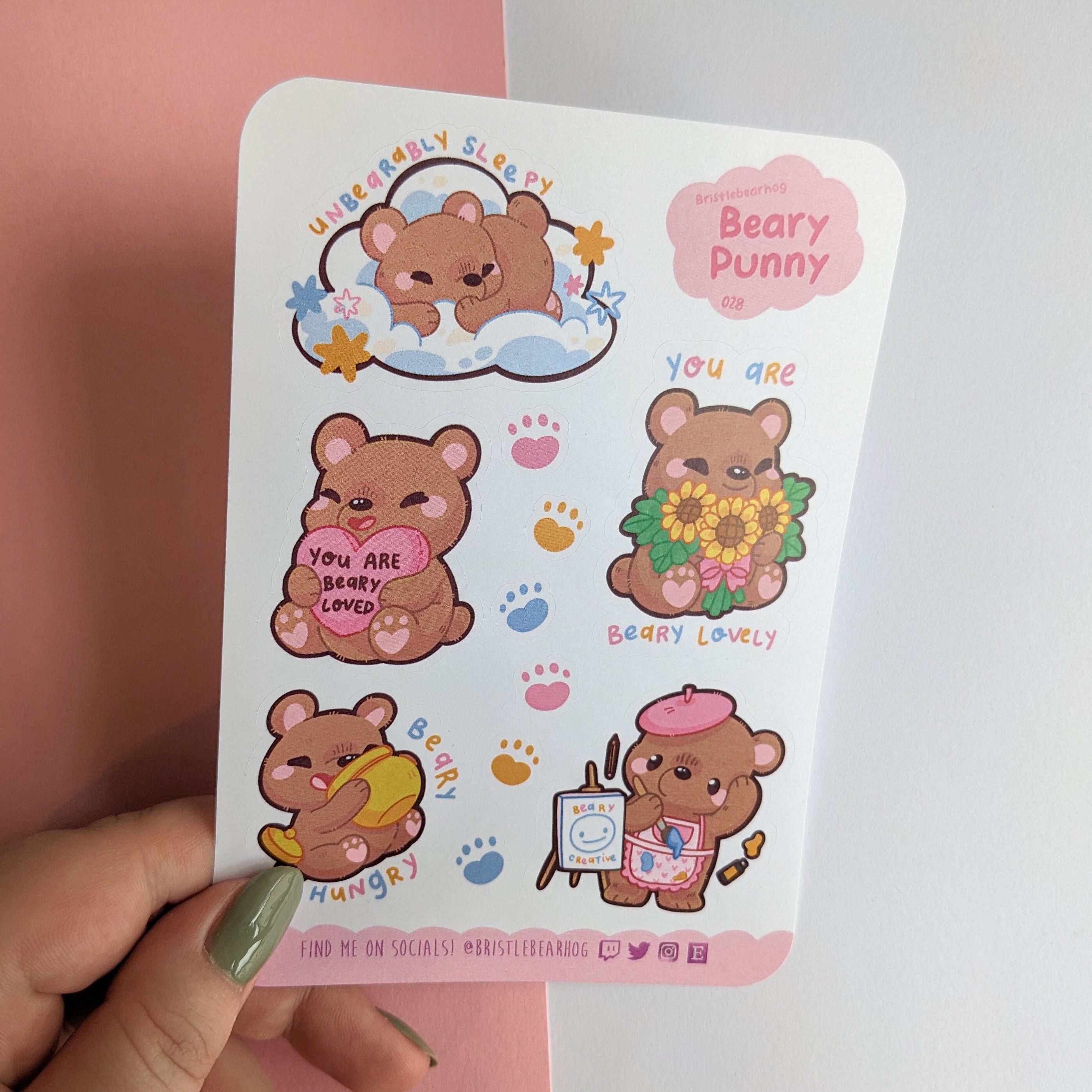 Bristlebearhog Sticker Sheet - Beary Punny