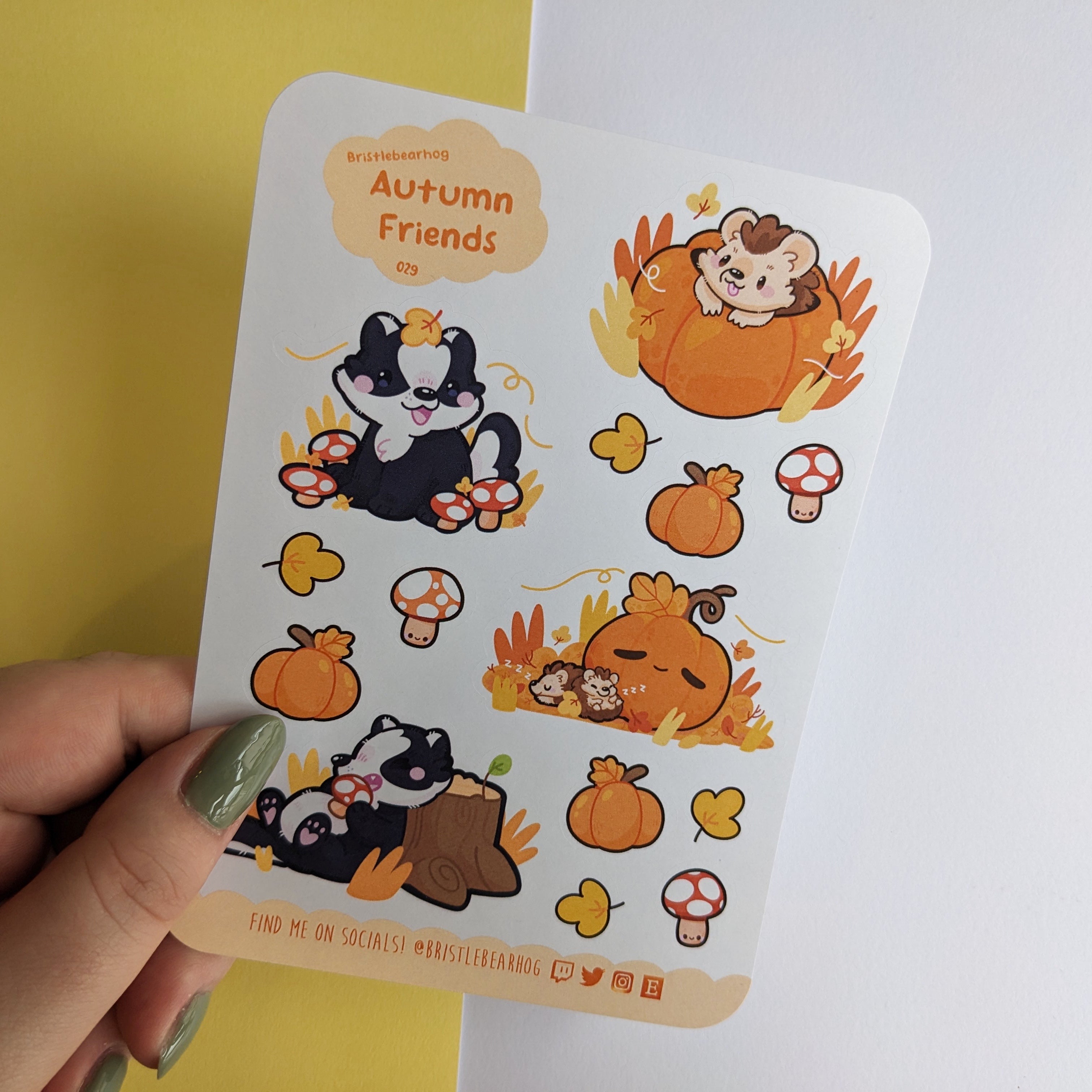 Bristlebearhog Sticker Sheet - Autumn Friends