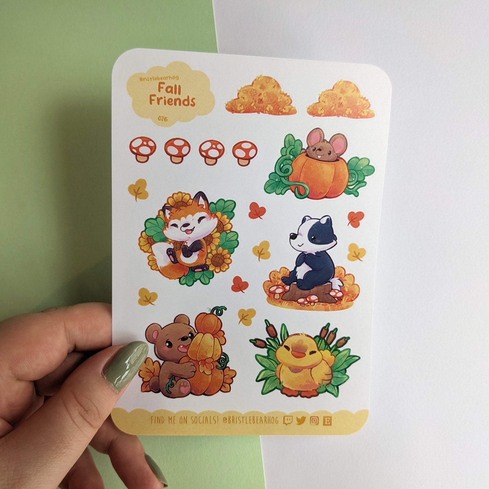 Bristlebearhog Sticker Sheet - Fall Friends