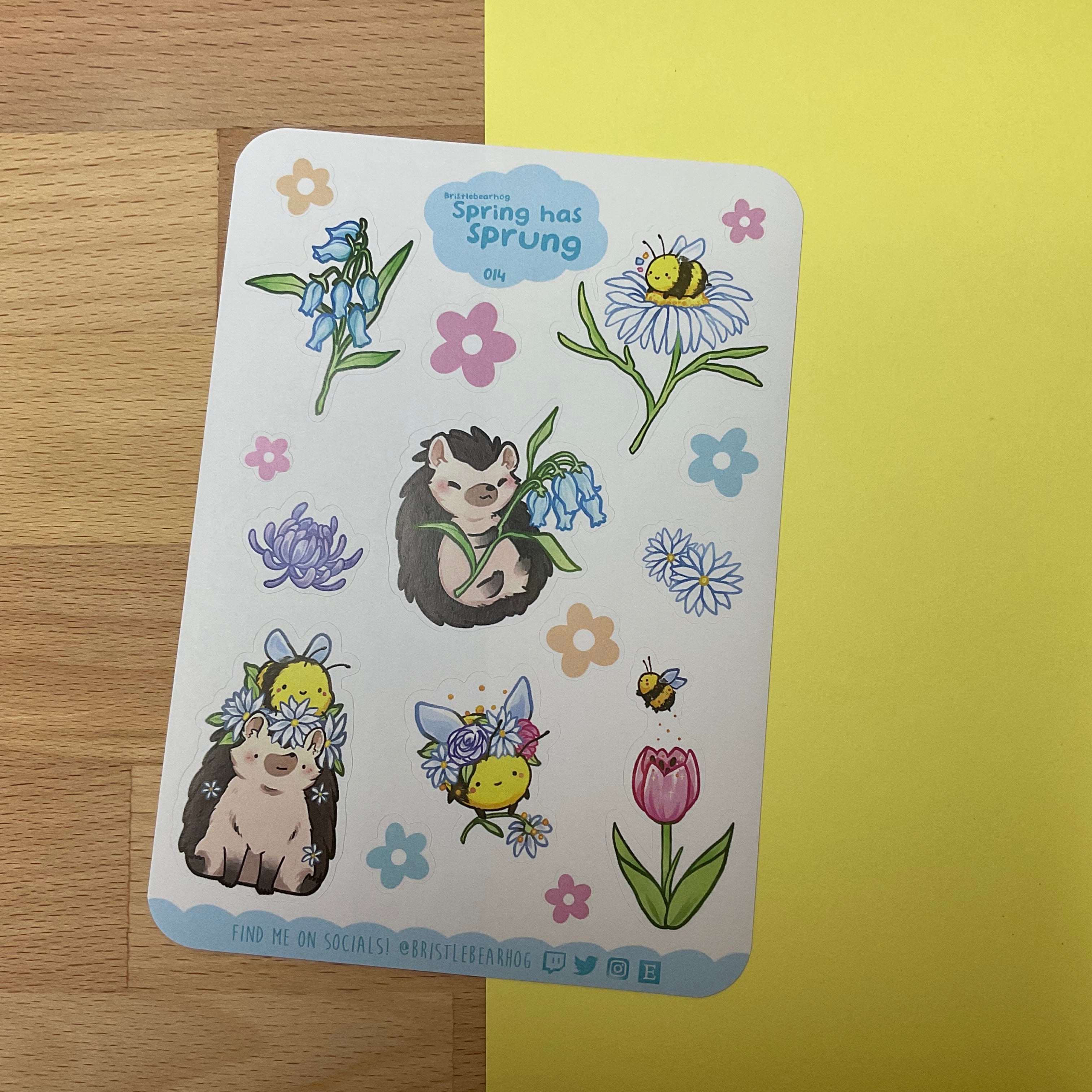 Bristlebearhog Sticker Sheet - Spring has Sprung