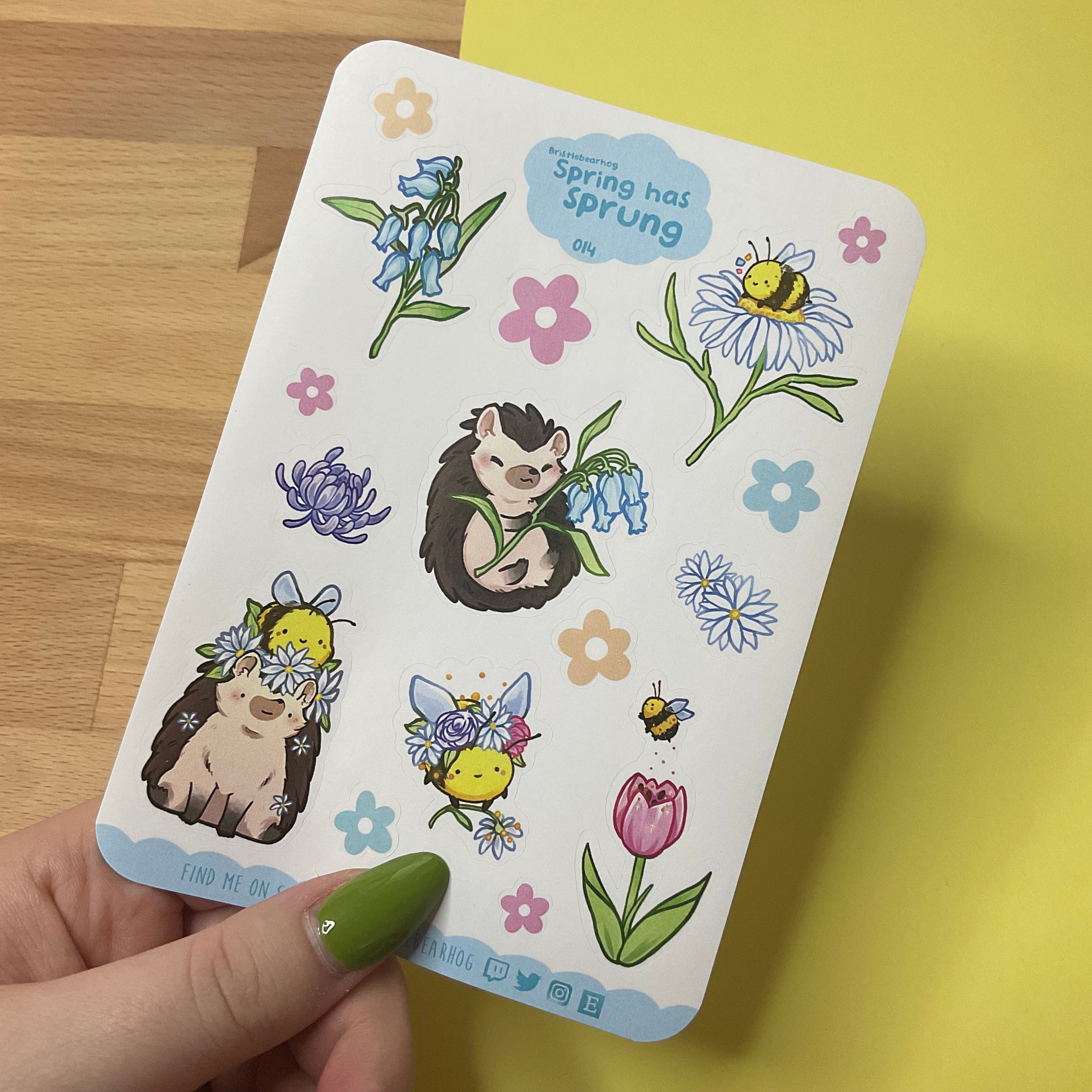 Bristlebearhog Sticker Sheet - Spring has Sprung
