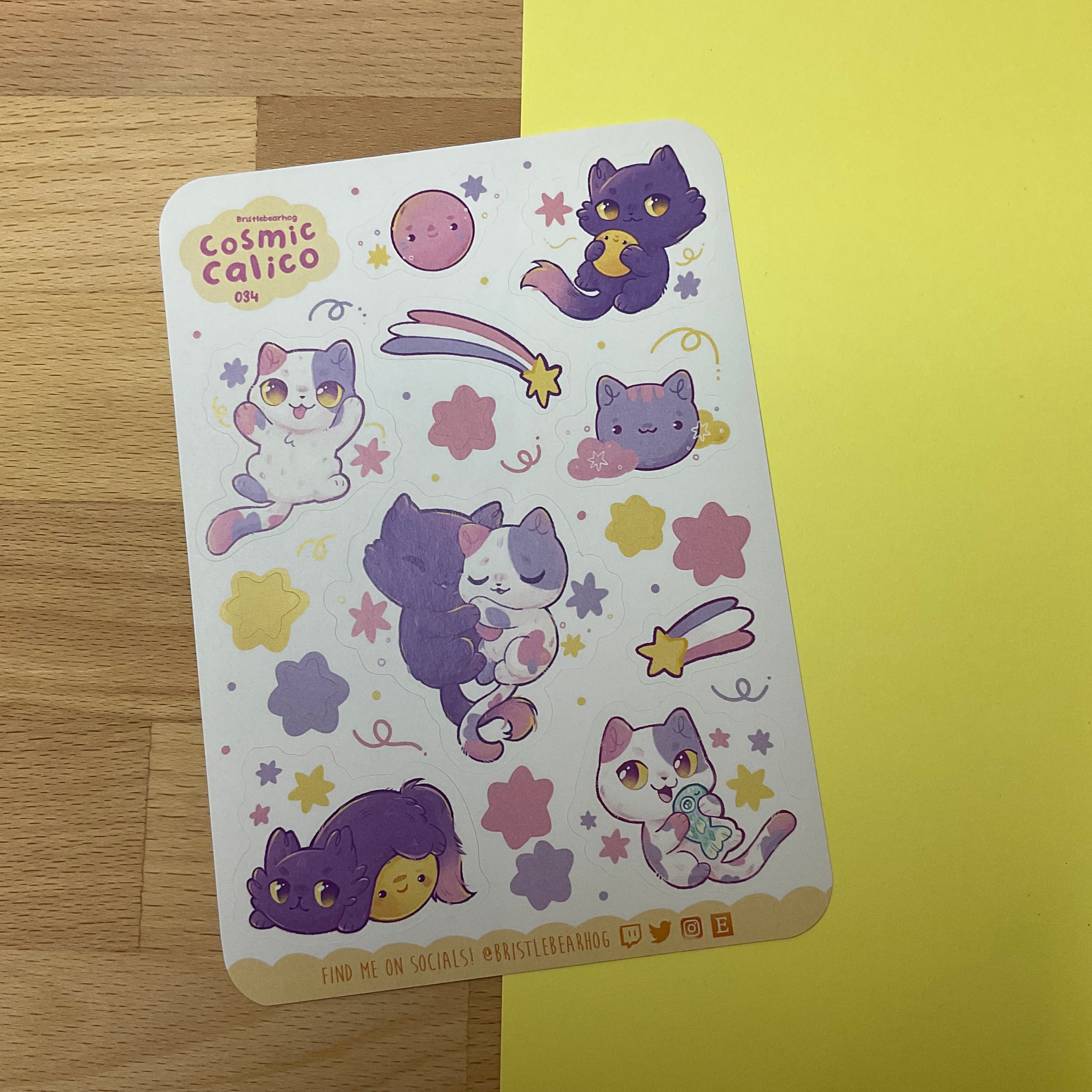 Bristlebearhog Sticker Sheet - Cosmic Calico