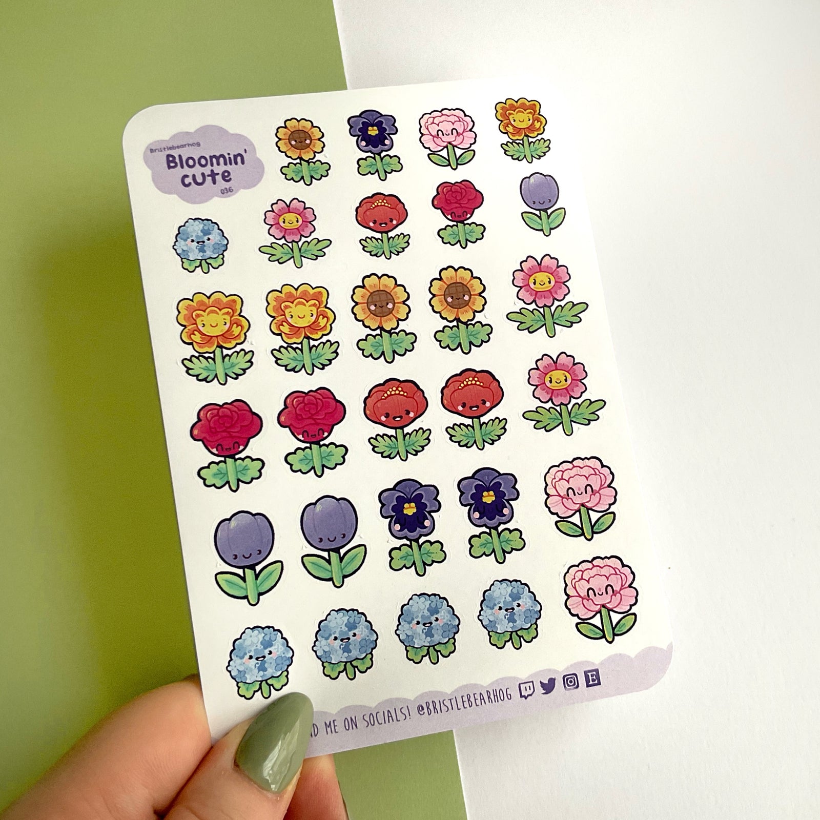 Bristlebearhog Sticker Sheet - Bloomin Lovely Flowers