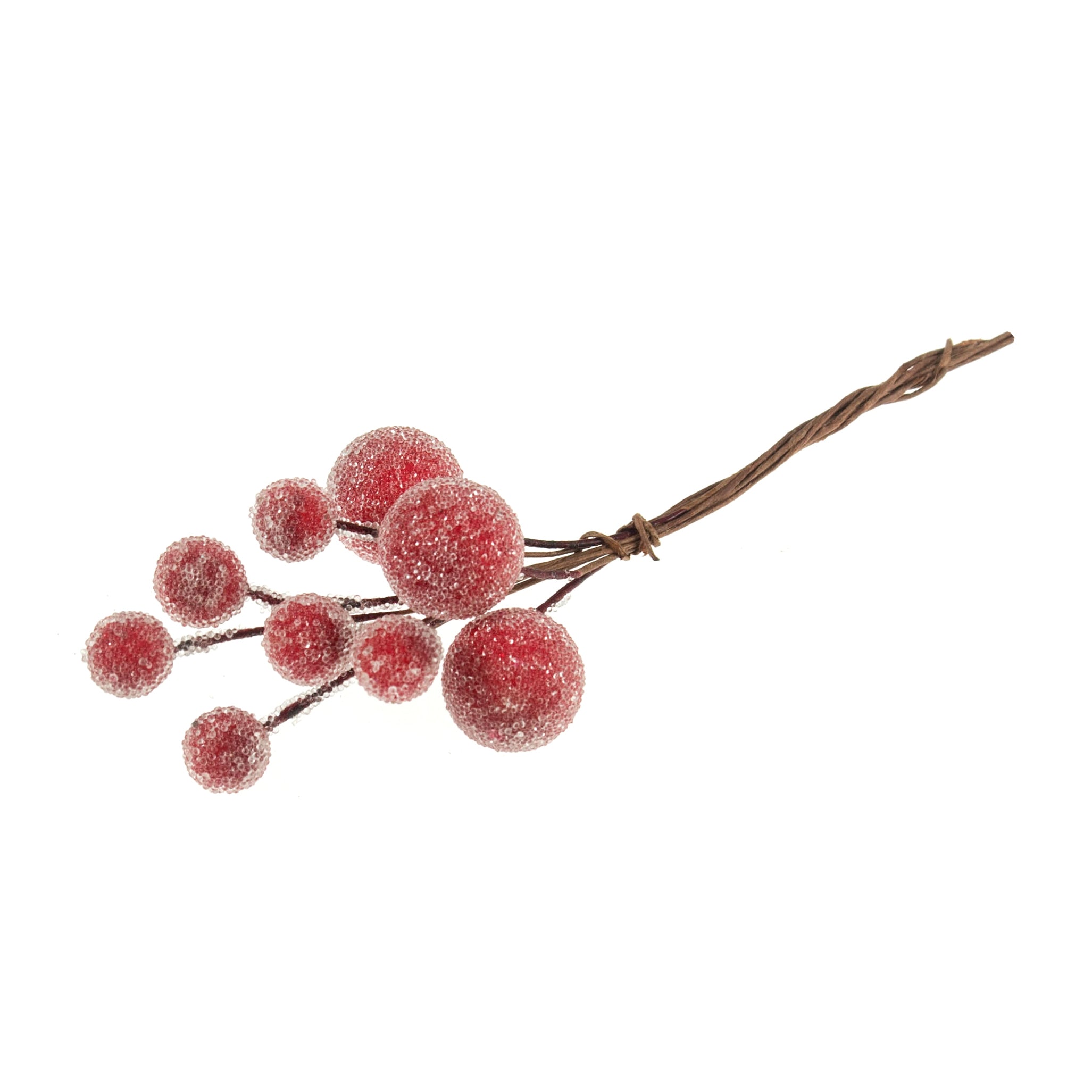 Frosted Snowberries on Wire: Red - 18pc